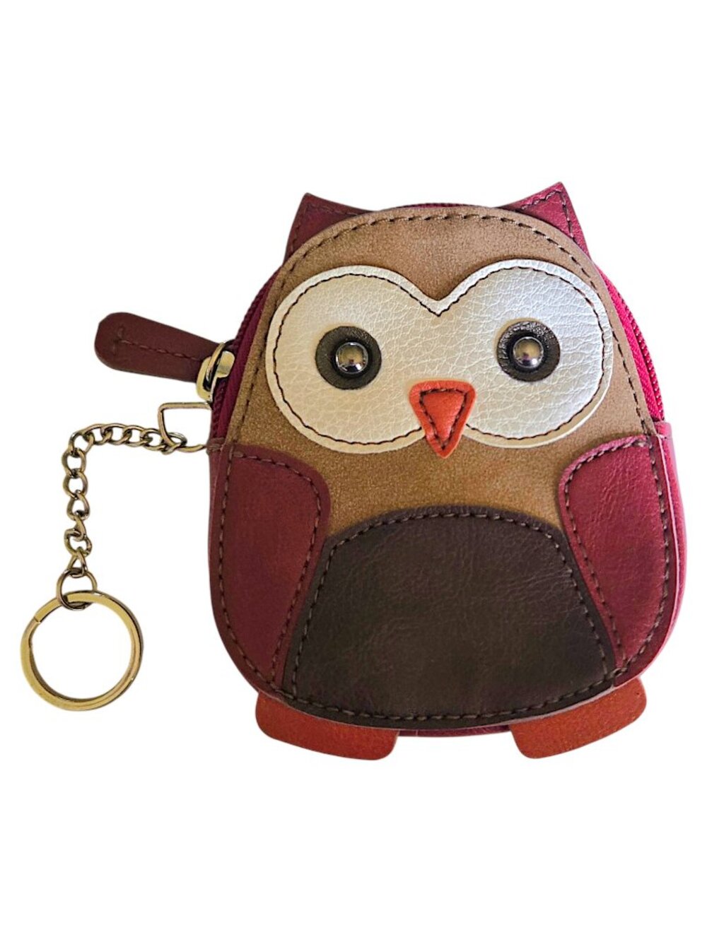 Relic Owl Coin Purse Keychain Faux Leather Zip Pouch Brown Wallet Accessory